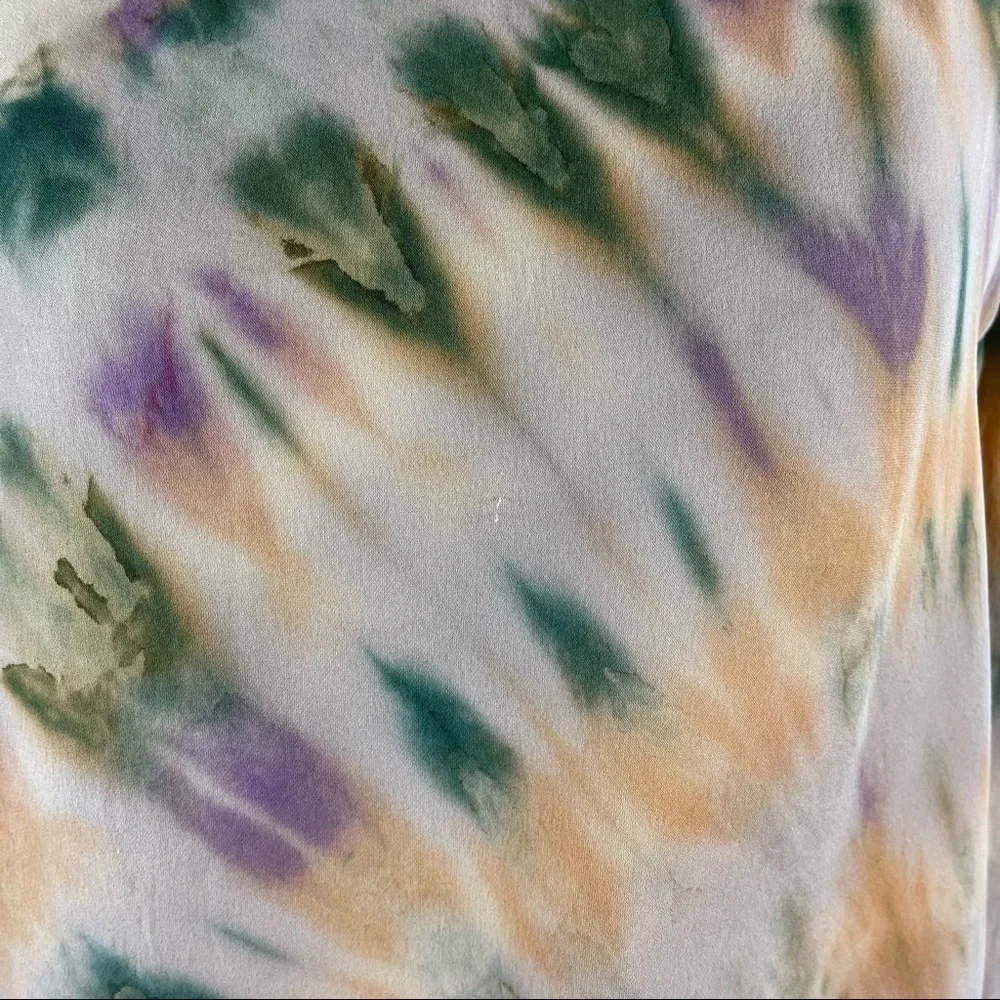 Raquel Allegra 100% Silk Blouse Tie Dye Ink Blot Size 1 Made in LA Nude Neutral - Picture 11 of 16